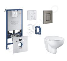 Grohe Rapid SLX Set předstěnové instalace, klozetu, sedátka SoftClose, tlačítka Skate Cosmopolitan a sady pro vhazování tablet, kartáčovaný Hard Graphite Grohe Rapid SLX Set předstěnové instalace, klozetu, sedátka SoftClose, tlačítka Skate Cosmopolitan a sady pro vhazování tablet, kartáčovaný Hard Graphite
