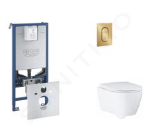 Grohe Rapid SLX Set předstěnové instalace, klozetu, sedátka SoftClose a tlačítka Arena Cosmopolitan S, kartáčovaný Cool Sunrise
