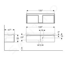 Geberit Xeno 2 Skříňka pod umyvadlo Varicor 140 cm s LED svítidlem (1)