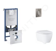 Grohe Rapid SLX Set předstěnové instalace, klozetu, sedátka SoftClose a tlačítka Arena Cosmopolitan S, kartáčovaný Hard Graphite