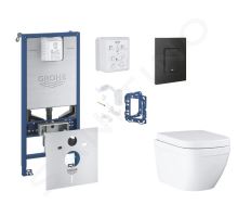 Grohe Rapid SLX Set předstěnové instalace, klozetu, sedátka SoftClose, tlačítka Even a sady pro vhazování tablet, Triple Vortex, phantom black Grohe Rapid SLX Set předstěnové instalace, klozetu, sedátka SoftClose, tlačítka Even a sady pro vhazování tablet, Triple Vortex, phantom black