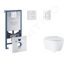 Grohe Rapid SLX Set předstěnové instalace, klozetu, sedátka SoftClose a tlačítka Skate Cosmopolitan, alpská bílá