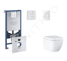 Grohe Rapid SLX Set předstěnové instalace, klozetu, sedátka SoftClose a tlačítka Skate Cosmopolitan, Triple Vortex, alpská bílá