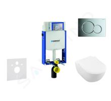 Geberit Kombifix Modul pro závěsné WC s tlačítkem Sigma01, lesklý chrom + Villeroy Boch - WC a sedátko, DirectFlush, SoftClose, CeramicPlus Geberit Kombifix Modul pro závěsné WC s tlačítkem Sigma01, lesklý chrom + Villeroy Boch - WC a sedátko, DirectFlush, SoftClose, CeramicPlus