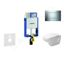 Geberit Kombifix Modul pro závěsné WC s tlačítkem Sigma20, lesklý chrom/chrom mat + Duravit D-Code - WC a sedátko, Rimless, SoftClose Geberit Kombifix Modul pro závěsné WC s tlačítkem Sigma20, lesklý chrom/chrom mat + Duravit D-Code - WC a sedátko, Rimless, SoftClose