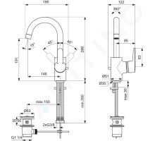 Ideal Standard Connect Blue Umyvadlová baterie s otočným výtokem a výpustí (1)