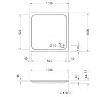 Duravit D-Code sprchová vanička čtverec (2)