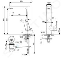 Ideal Standard Edge Umyvadlová baterie s výpustí a otočným výtokem (1)