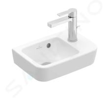 Villeroy & Boch O.novo Umývátko Compact 36x25 cm, s přepadem, 1 otvor pro baterii vpravo, CeramicPlus, alpská bílá Villeroy & Boch O.novo Umývátko Compact 36x25 cm, s přepadem, 1 otvor pro baterii vpravo, CeramicPlus, alpská bílá