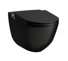 Laufen Cleanet Riva Elektronický bidet s keramikou, závěsný, Rimless, SoftClose, lesklá černá/leštěné zlato Laufen Cleanet Riva Elektronický bidet s keramikou, závěsný, Rimless, SoftClose, lesklá černá/leštěné zlato