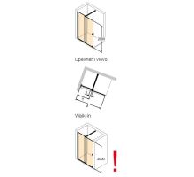 Hüppe Xtensa pure s nástěnnou lištou 4-úhelník walk-in posuvné dveře 1-dílné s pevným segmentem upevnění vlevo (2)