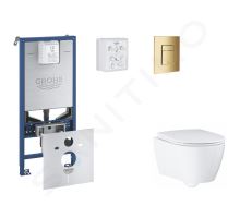 Grohe Rapid SLX Set předstěnové instalace, klozetu, sedátka SoftClose a tlačítka Skate Cosmopolitan, Cool Sunrise