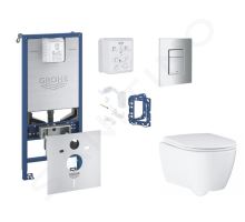 Grohe Rapid SLX Set předstěnové instalace, klozetu, sedátka SoftClose, tlačítka Skate Cosmopolitan a sady pro vhazování tablet, matný chrom Grohe Rapid SLX Set předstěnové instalace, klozetu, sedátka SoftClose, tlačítka Skate Cosmopolitan a sady pro vhazování tablet, matný chrom