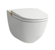 Laufen Cleanet Riva Elektronický bidet s keramikou, závěsný, Rimless, SoftClose, LCC, bílá/matné zlato Laufen Cleanet Riva Elektronický bidet s keramikou, závěsný, Rimless, SoftClose, LCC, bílá/matné zlato