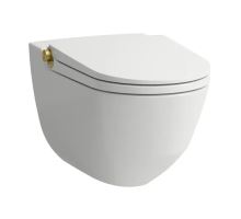 Laufen Cleanet Riva Elektronický bidet s keramikou, závěsný, Rimless, SoftClose, matná bílá/leštěné zlato Laufen Cleanet Riva Elektronický bidet s keramikou, závěsný, Rimless, SoftClose, matná bílá/leštěné zlato