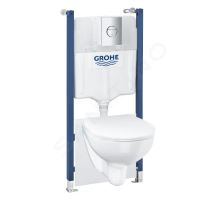Grohe Solido Set předstěnové instalace, klozetu Bau Ceramic a sedátka Slim softclose, tlačítka Sail, chrom/bílá