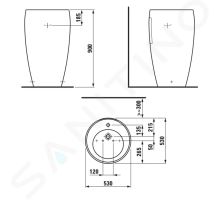 Laufen Il Bagno Alessi One Volně stojící umyvadlo 53x90 cm (1)