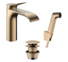Hansgrohe Vivenis Umyvadlová baterie s výpustí Push-Open a bidetovou sprškou, EcoSmart, kartáčovaný bronz Hansgrohe Vivenis Umyvadlová baterie s výpustí Push-Open a bidetovou sprškou, EcoSmart, kartáčovaný bronz