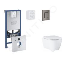 Grohe Rapid SLX Set předstěnové instalace, klozetu, sedátka SoftClose a tlačítka Skate Cosmopolitan, kartáčovaný Hard Graphite
