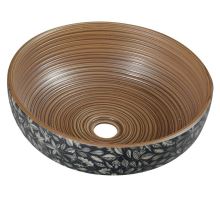 PRIORI keramické umyvadlo, průměr 40 cm, 15 cm, hnědá s modrým vzorem PRIORI keramické umyvadlo, průměr 40 cm, 15 cm, hnědá s modrým vzorem