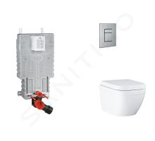 Grohe Uniset Set předstěnové instalace, klozetu, sedátka SoftClose a tlačítka Skate Cosmopolitan, Triple Vortex, kartáčovaná nerezová ocel